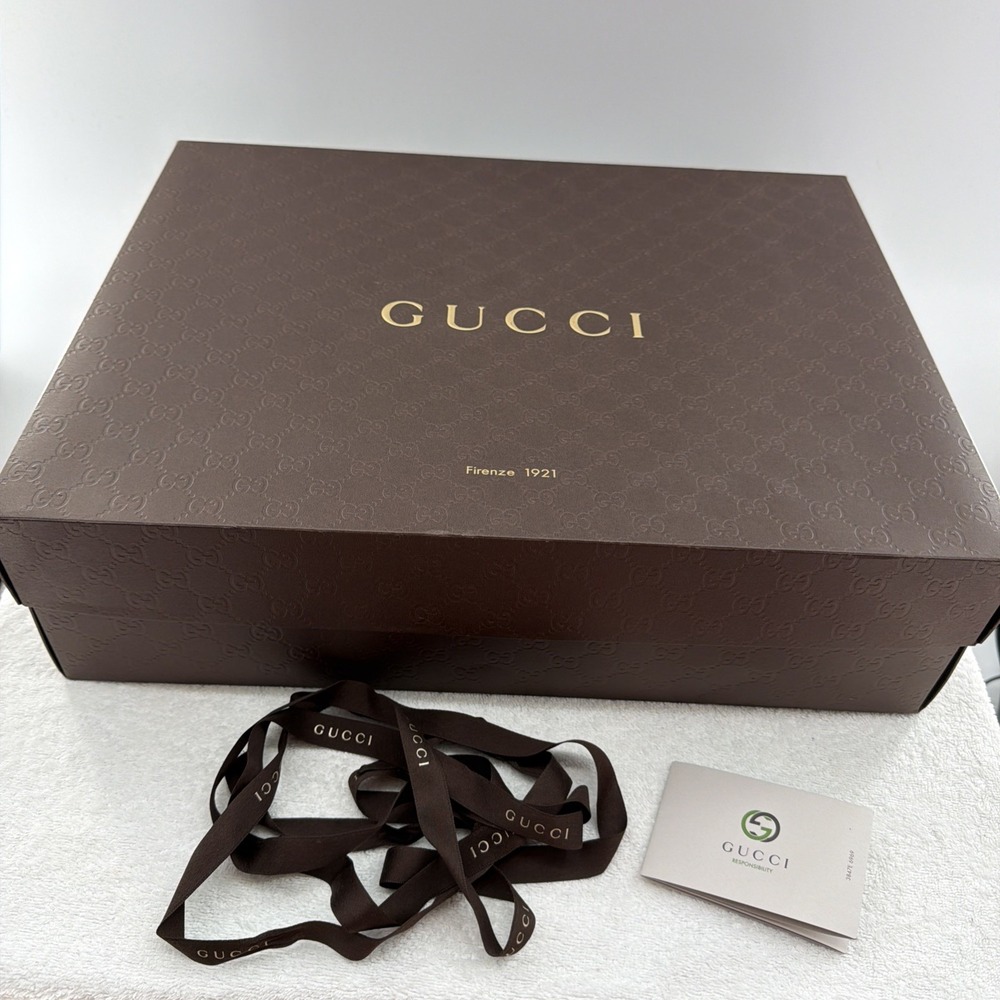Original Gucci Empty Box Brown Debossed Logo w Ribbon 18"x14"x5.25" 2 Pieces